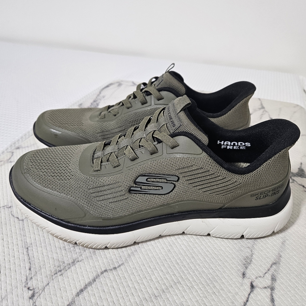 Skechers Mens Slip-Ins Sneakers Hands Free Shoes‎ Comfort Memory Foam Green 12